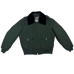 Blauer Vintage USA Bomber-Style Jacket in Forest Green Size L w/ Faux Fur Collar